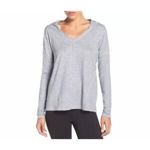 Zella Women's To & Fro Long Sleeve Hooded Lightweight Pullover Purple/Gray Sz S